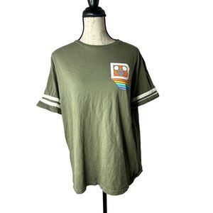 Walt Disney World Retro Rainbow Echo Olive Green‎ T-Shirt Size Large EUC
